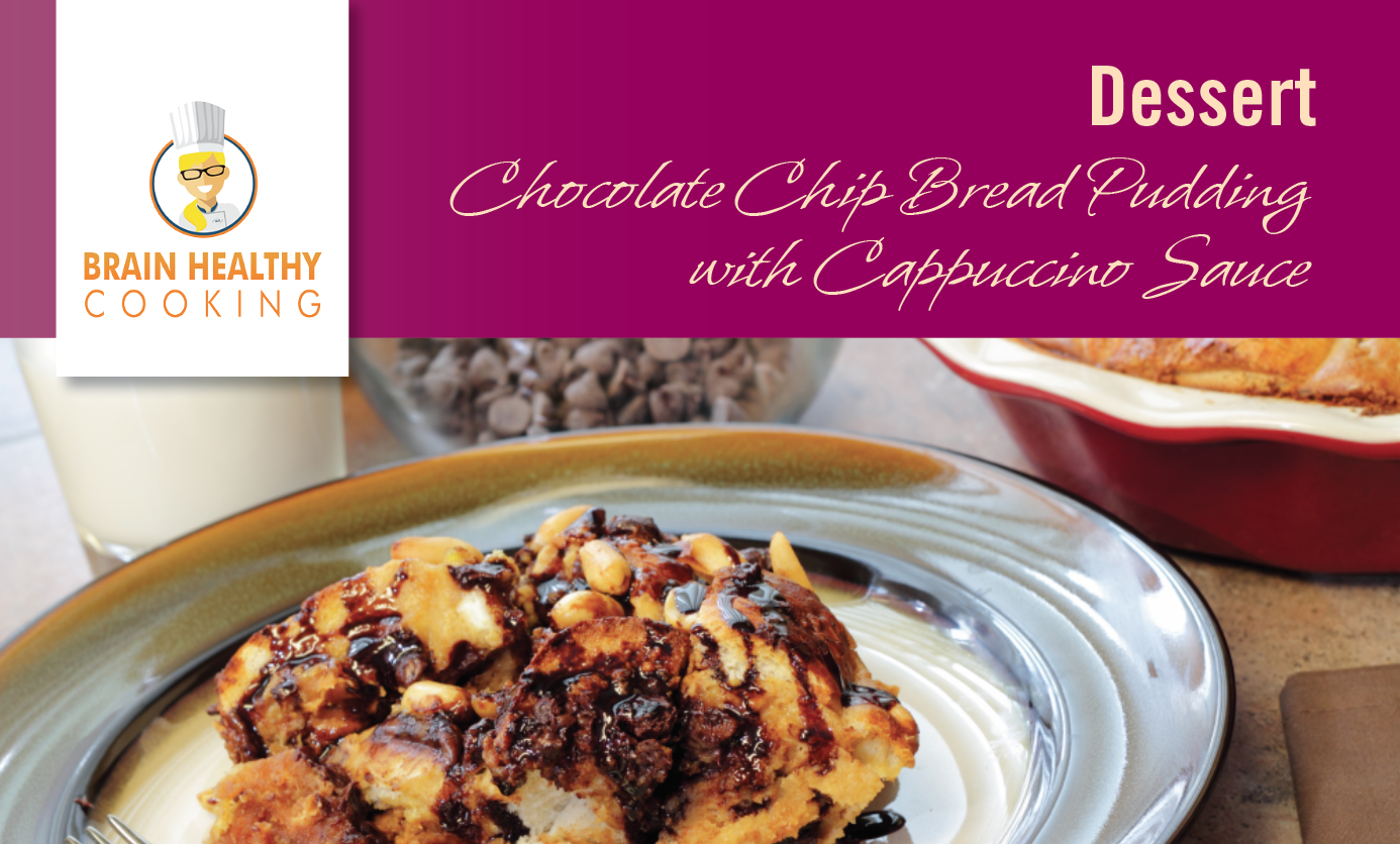 Chocolate Chip Bread Pudding with Cappuccino Sauce recipe card