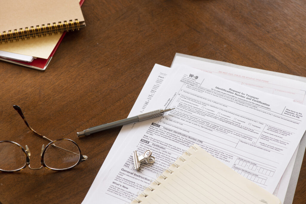 Tax documents on table
