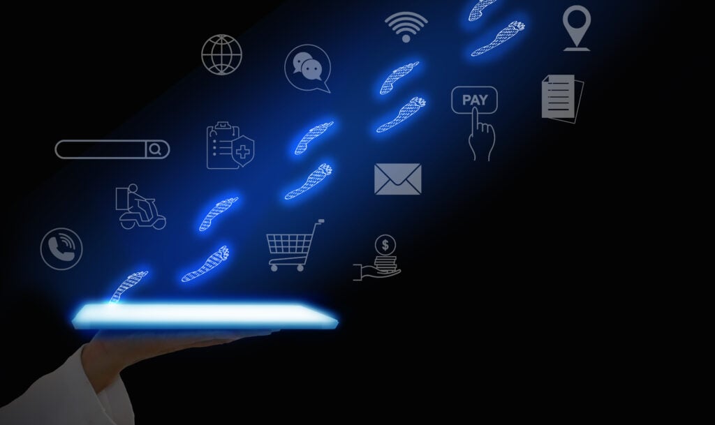 Icons depict digital footprints with other internet related icons.